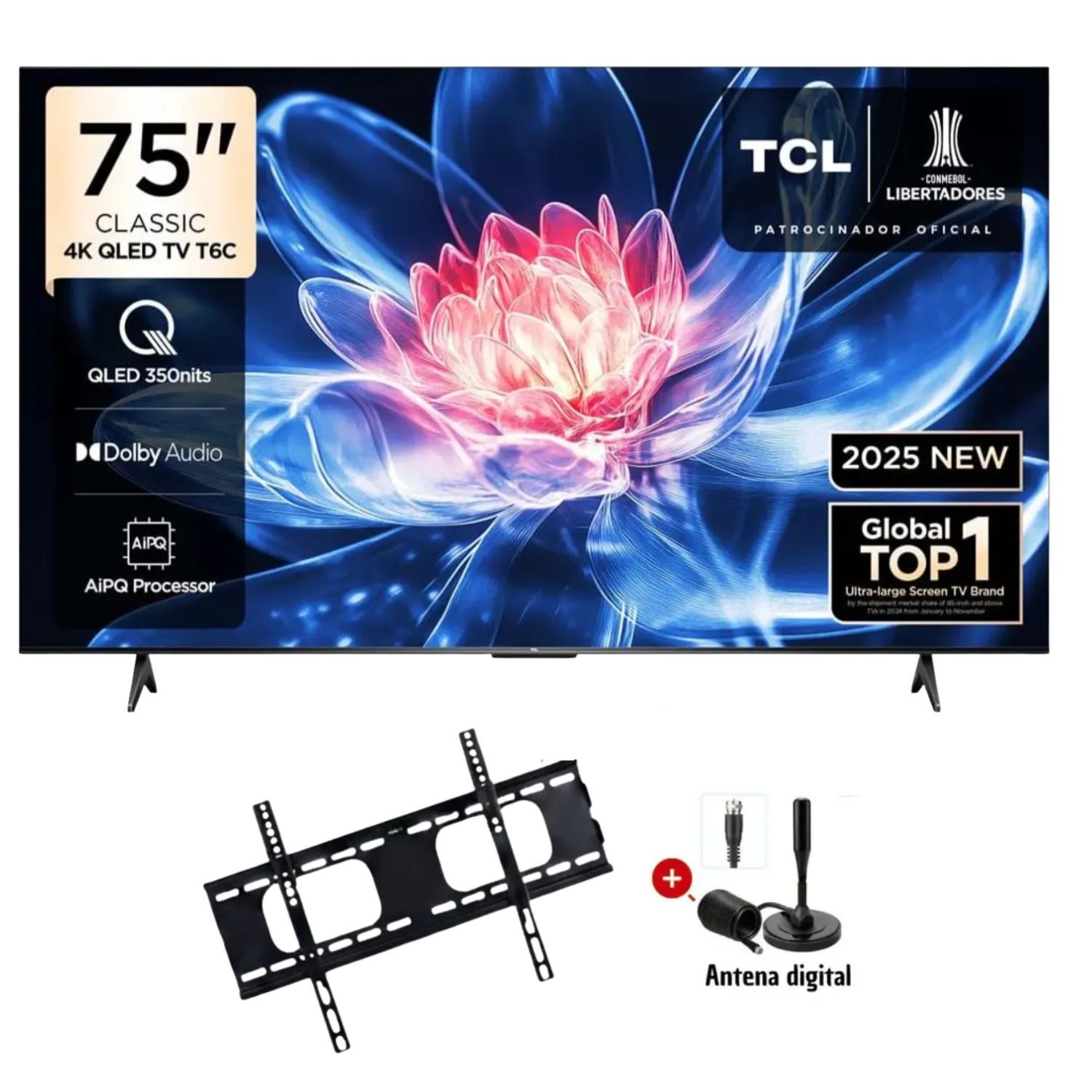 TELEVISOR TCL QLED 75 75T6C UHD 4K SMART TV+RACK+ANTENA DIGITAL - 1