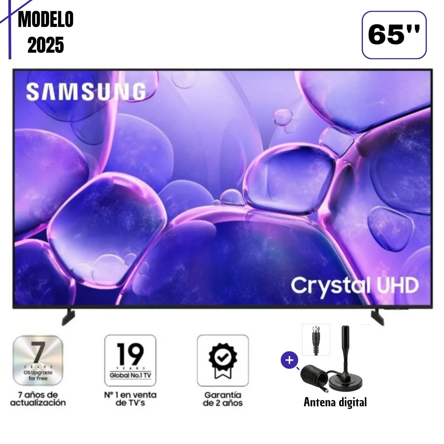 TELEVISOR SAMSUNG 65'' UN65U8000F CRYSTAL UHD SMART TV 2025 + ANTENA DIGITAL - 1