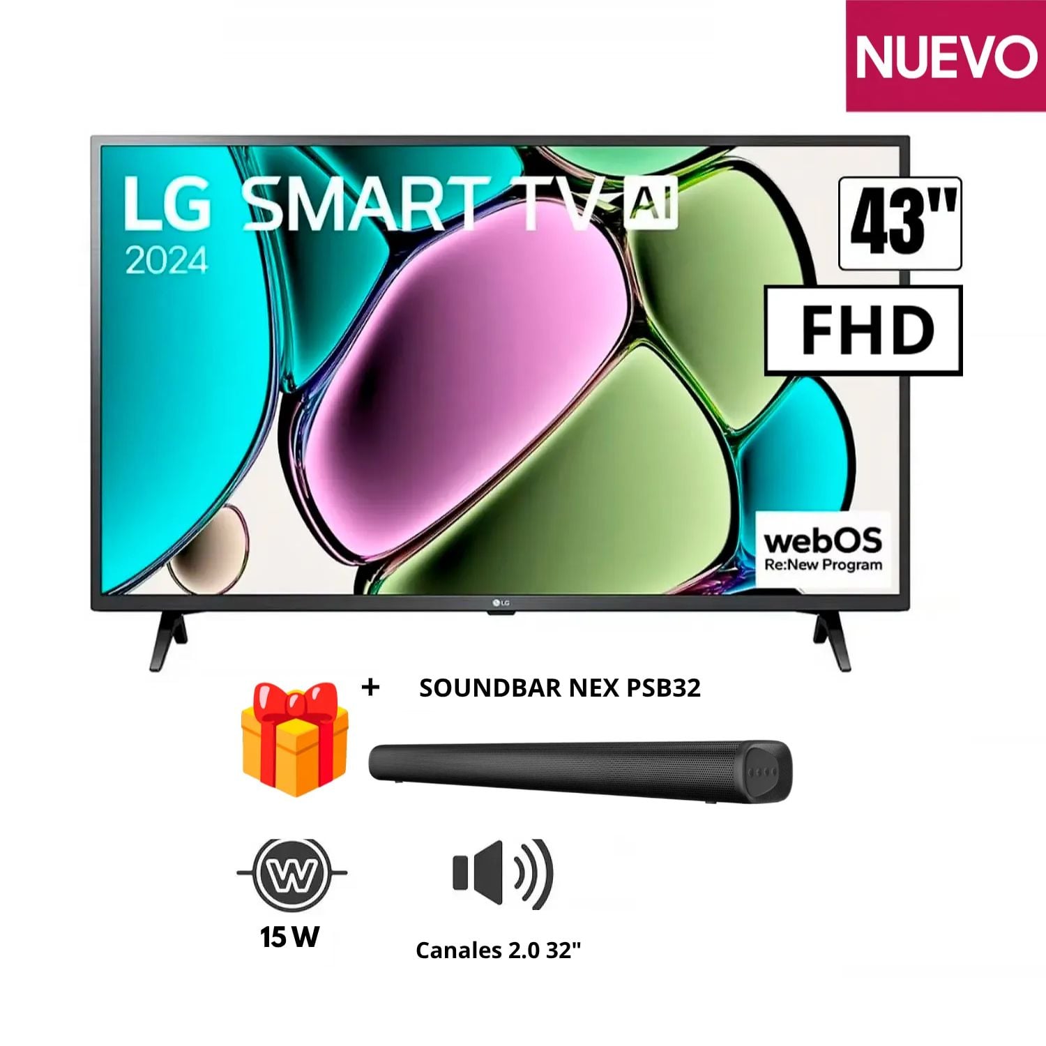 TV LG 43 43LR6000PSA FHD SMART TV + SOUNDBAR NEX PSB3 - 1