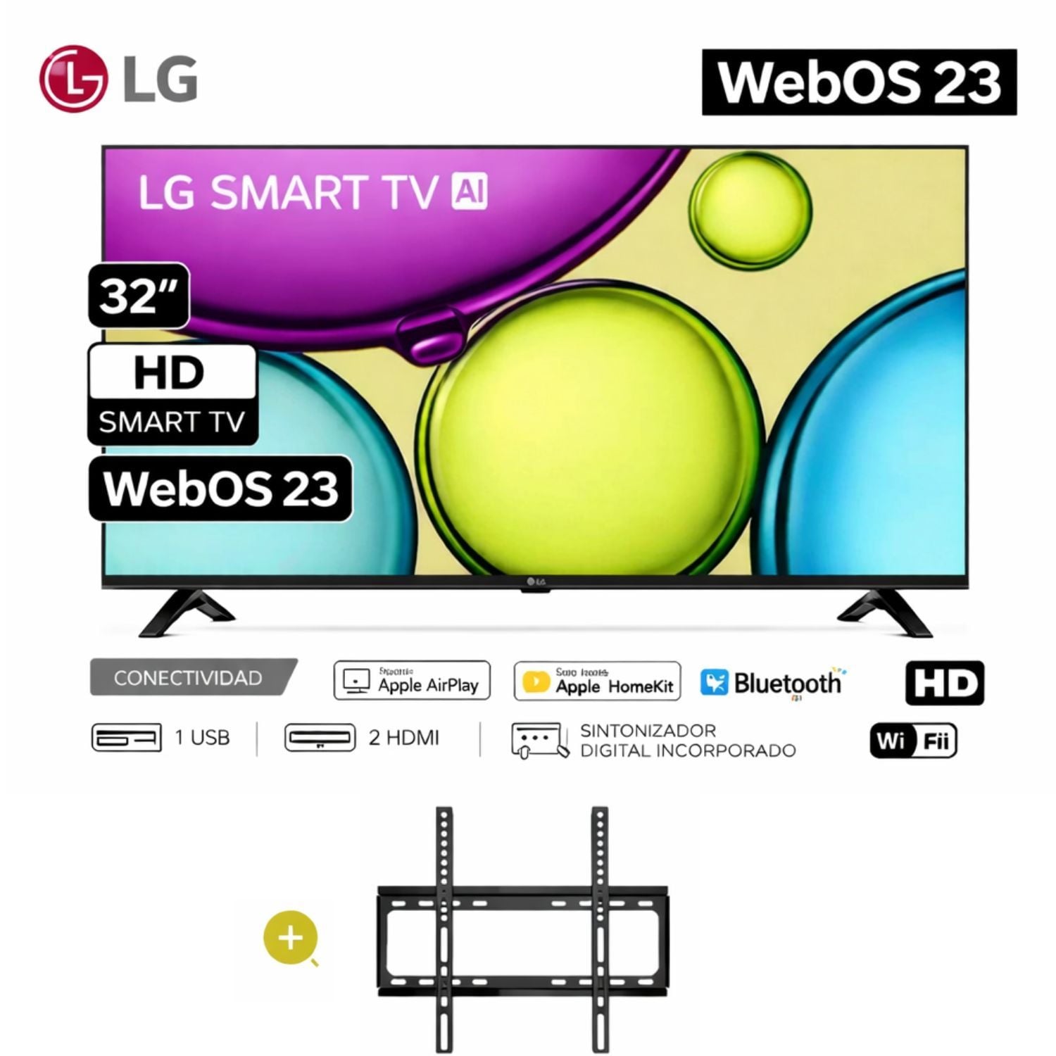 TELEVISOR LG LED 32 HD SMART TV 32LR600BPSC + RACK - 1