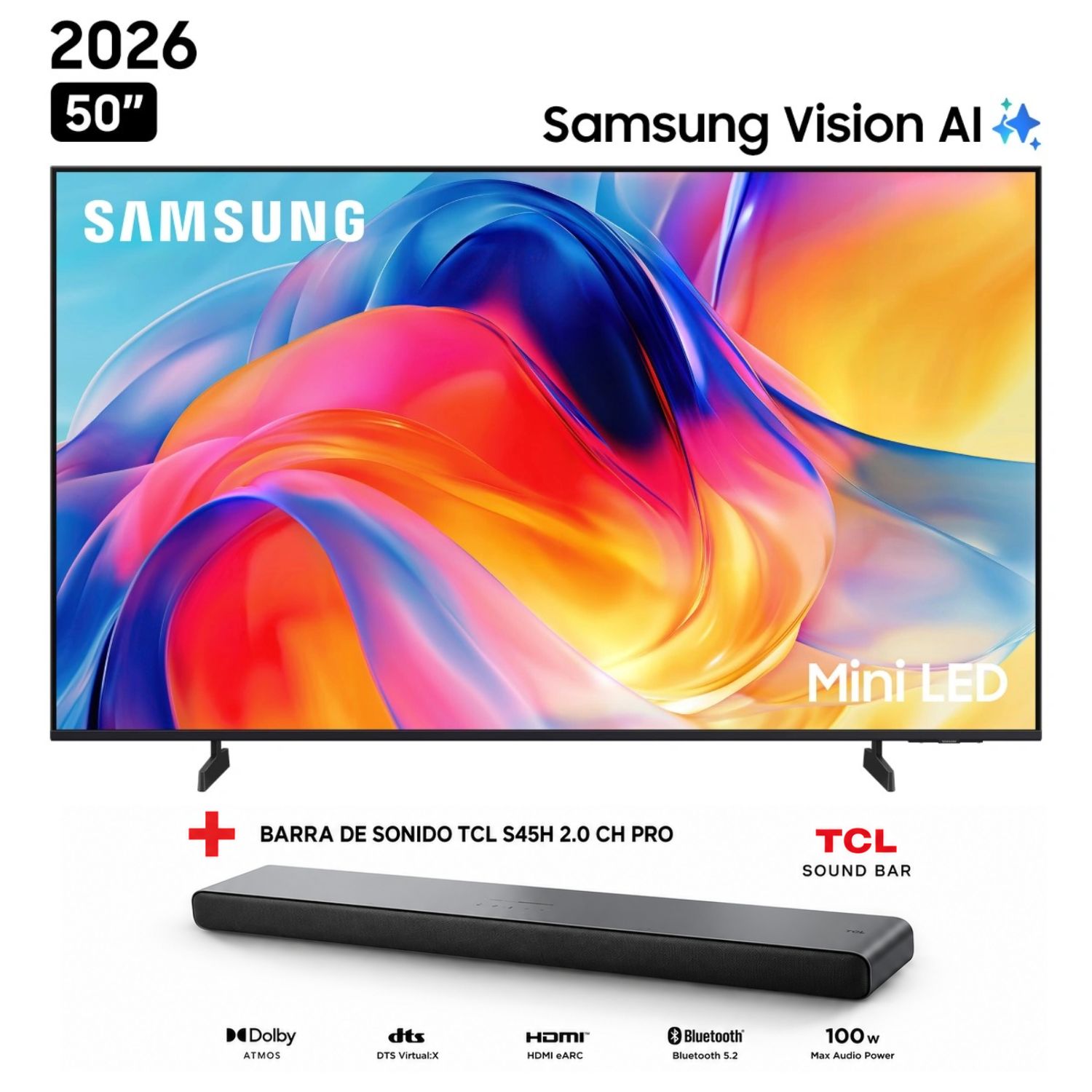 TELEVISOR SAMSUNG 50' MINI LED SMART UHD 4K VISION AI UN50M70HAGXPE 2026 + SOUNDBAR TCL - 1