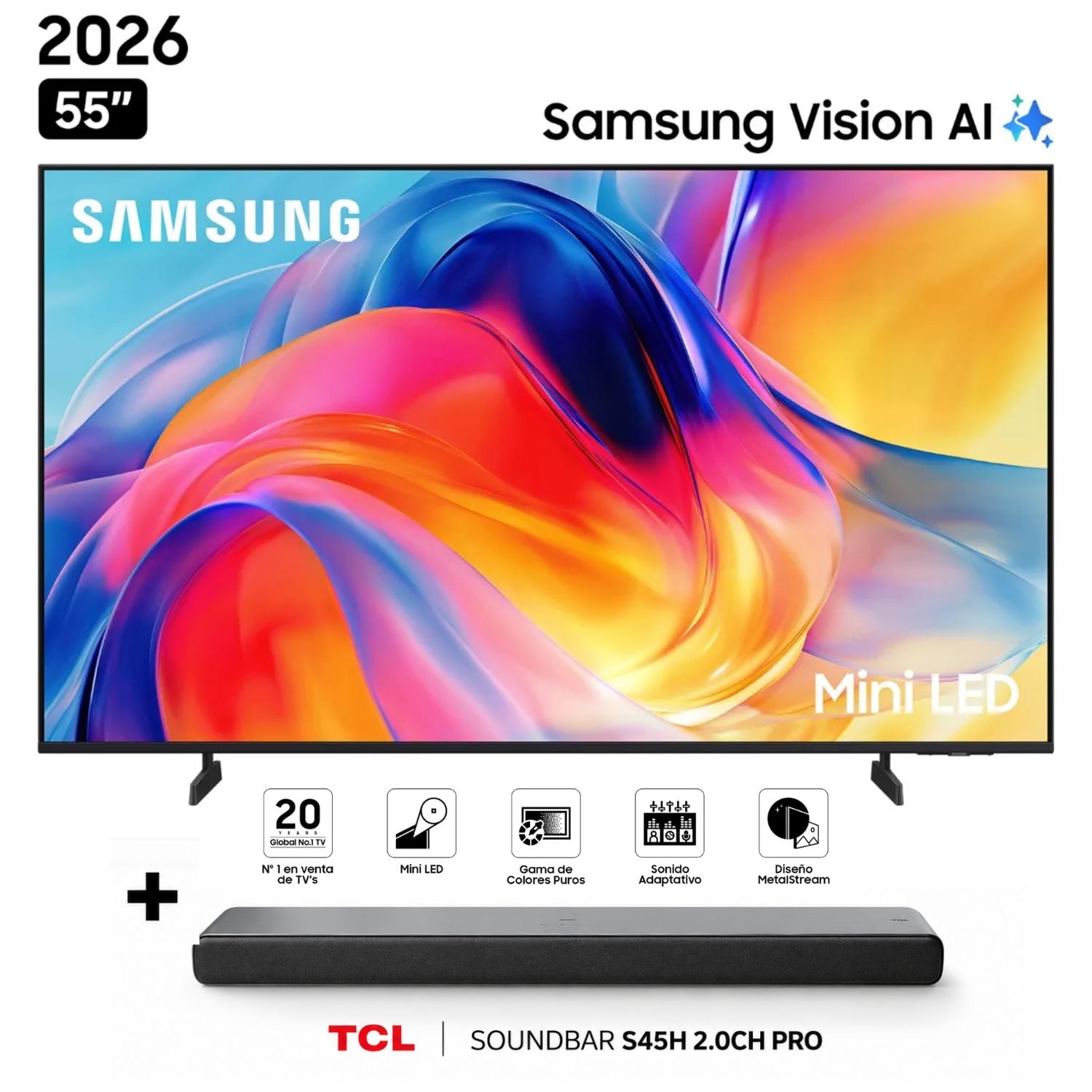 TELEVISOR MINI LED 55 PULGADAS 4K ULTRA HD TIZEN UN55M70HAGXPE + SOUNDBAR TCL - 1
