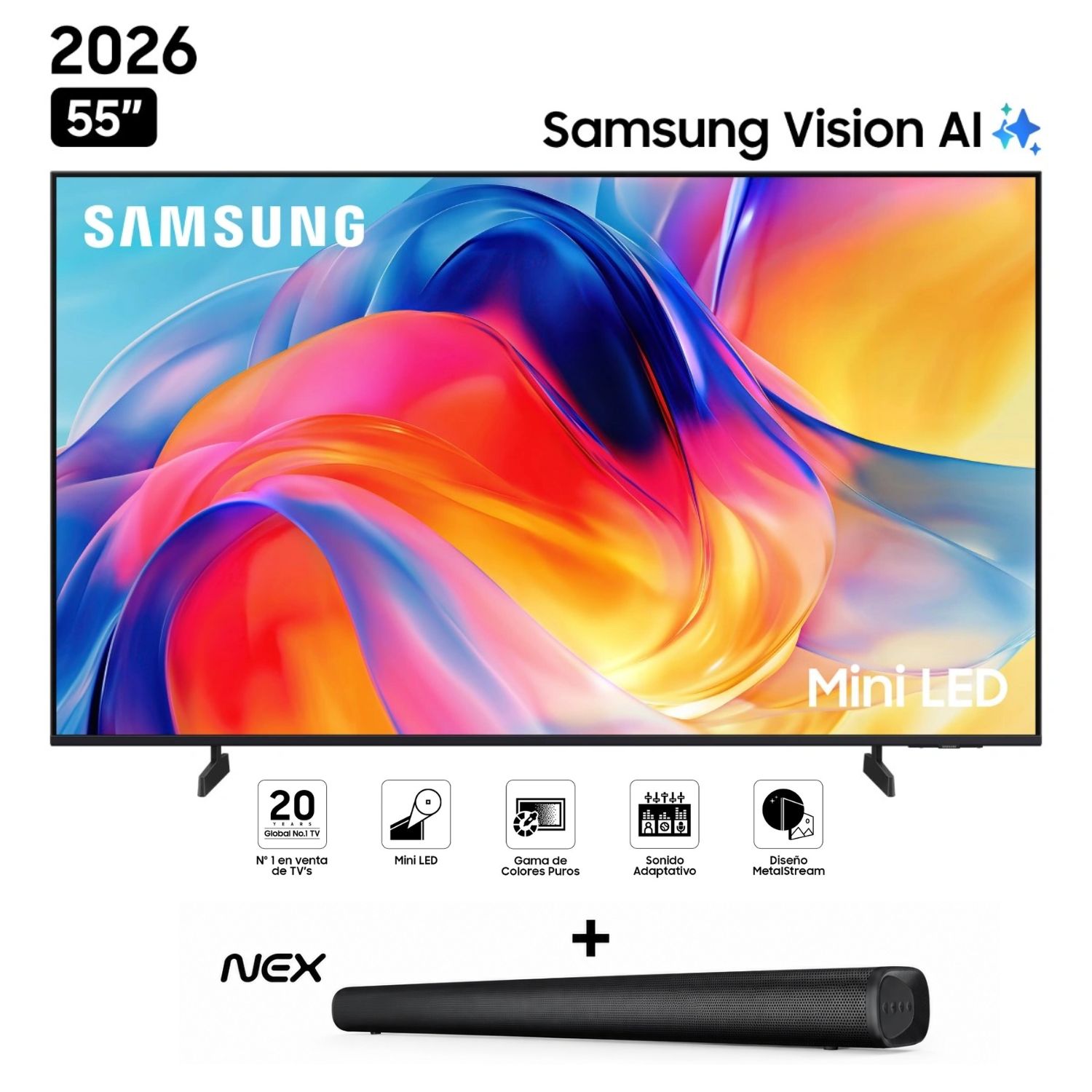 TELEVISOR MINI LED 55 PULGADAS 4K ULTRA HD TIZEN UN55M70HAGXPE + SOUNDBAR NEX - 1