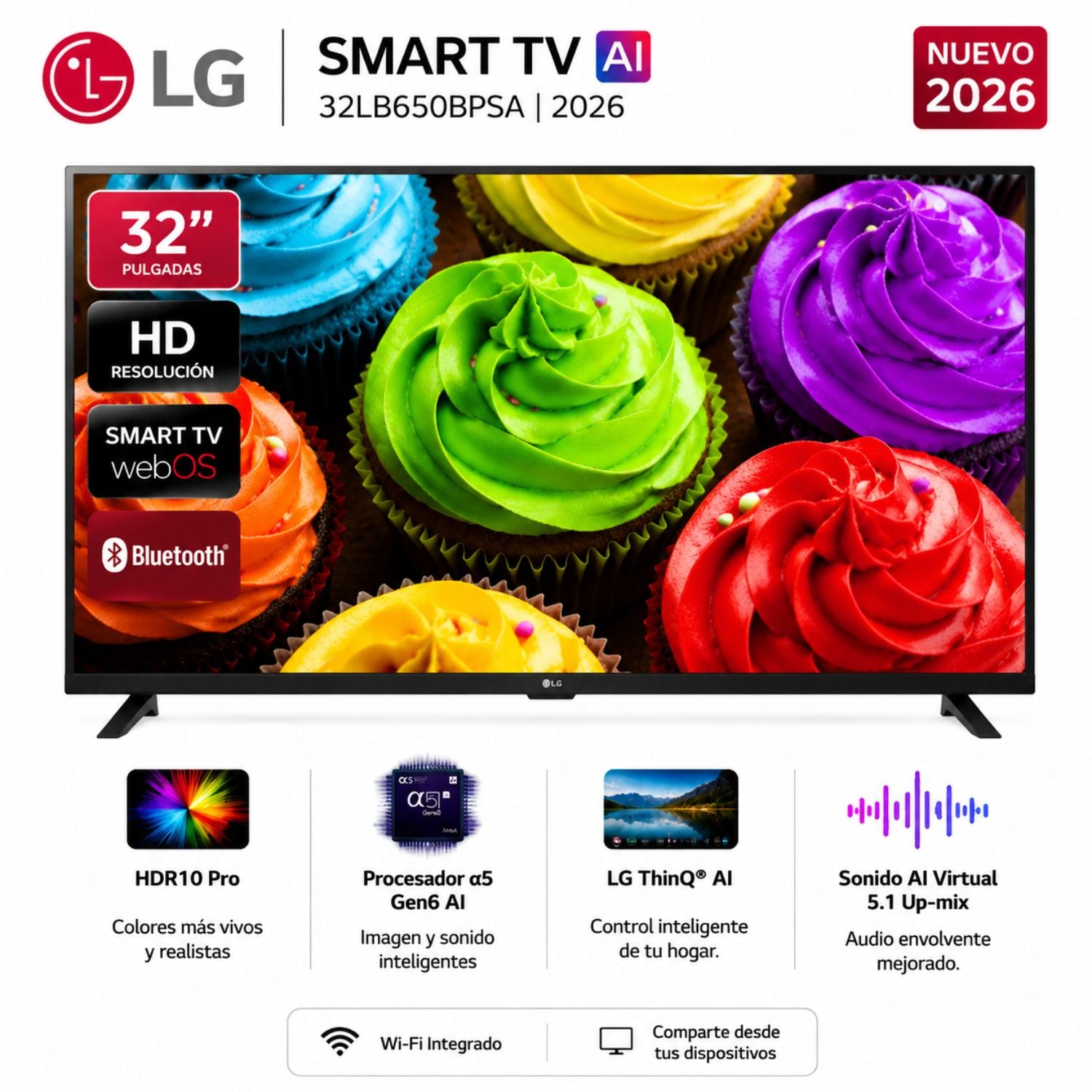 TELEVISOR LG SMART TV 32 LED HD 32LB650BPSA - 1