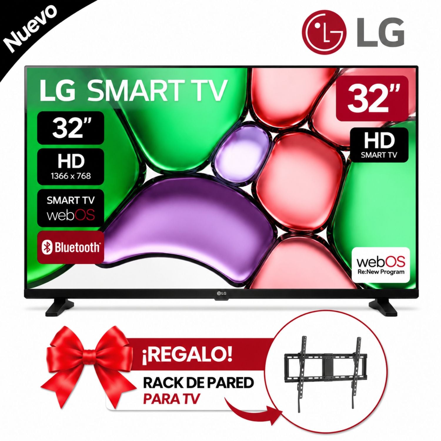TELEVISOR LG SMART TV 32 LED HD 32LB650BPSA + RACK - 1