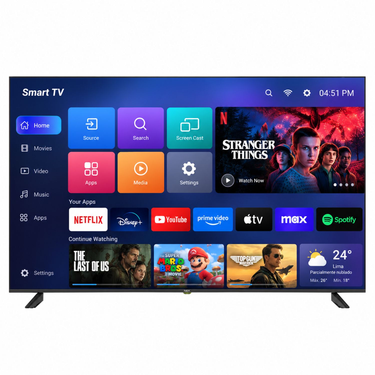 TELEVISOR NEX QLED 70 4K ULTRA HD ANDROID TV TVQLED70S + PARLANTE BLACKLINE - 3