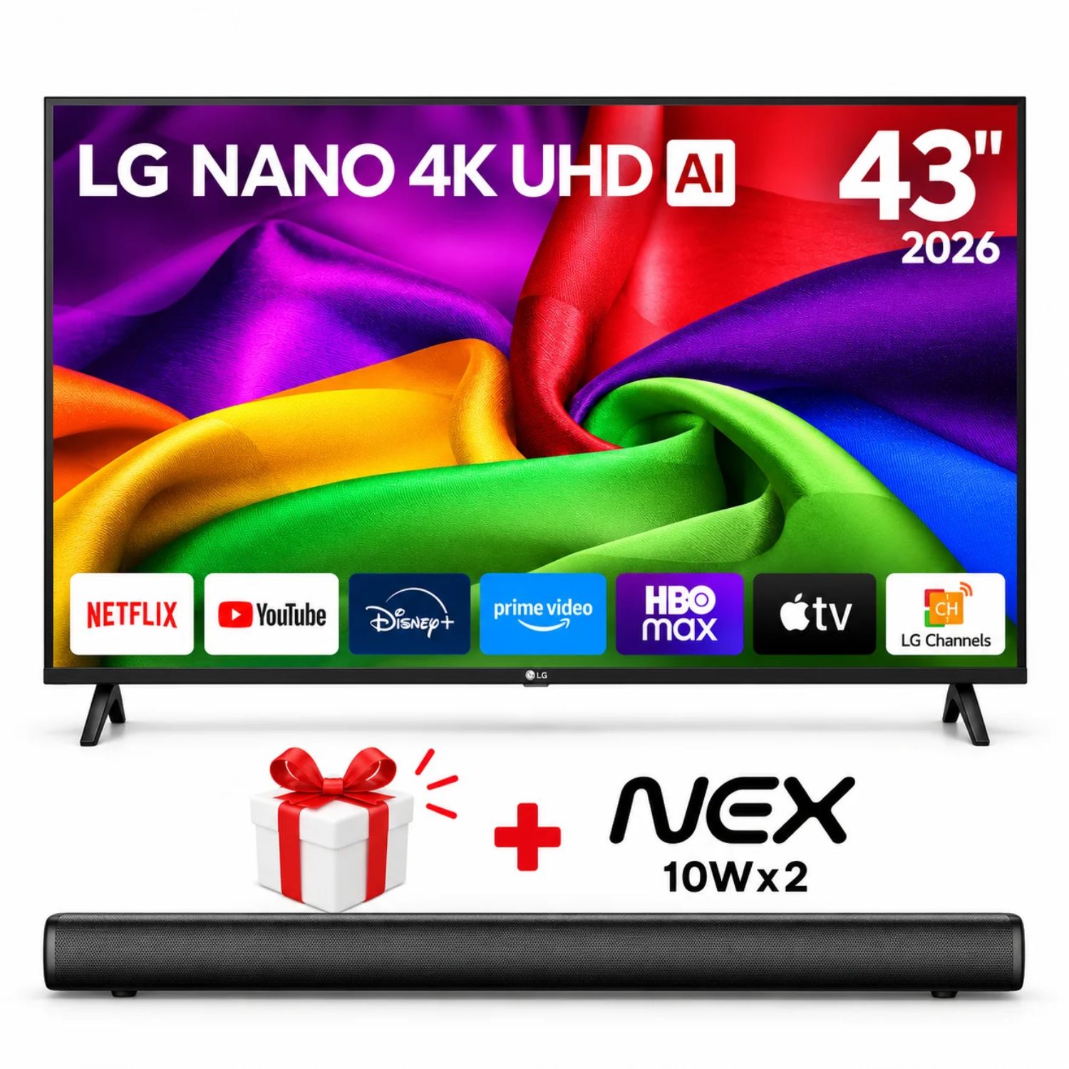 TELEVISOR LG 43” NANO 4K UHD SMART TV AI – 43NU800BPSC + SOUNDBAR NEX - 1
