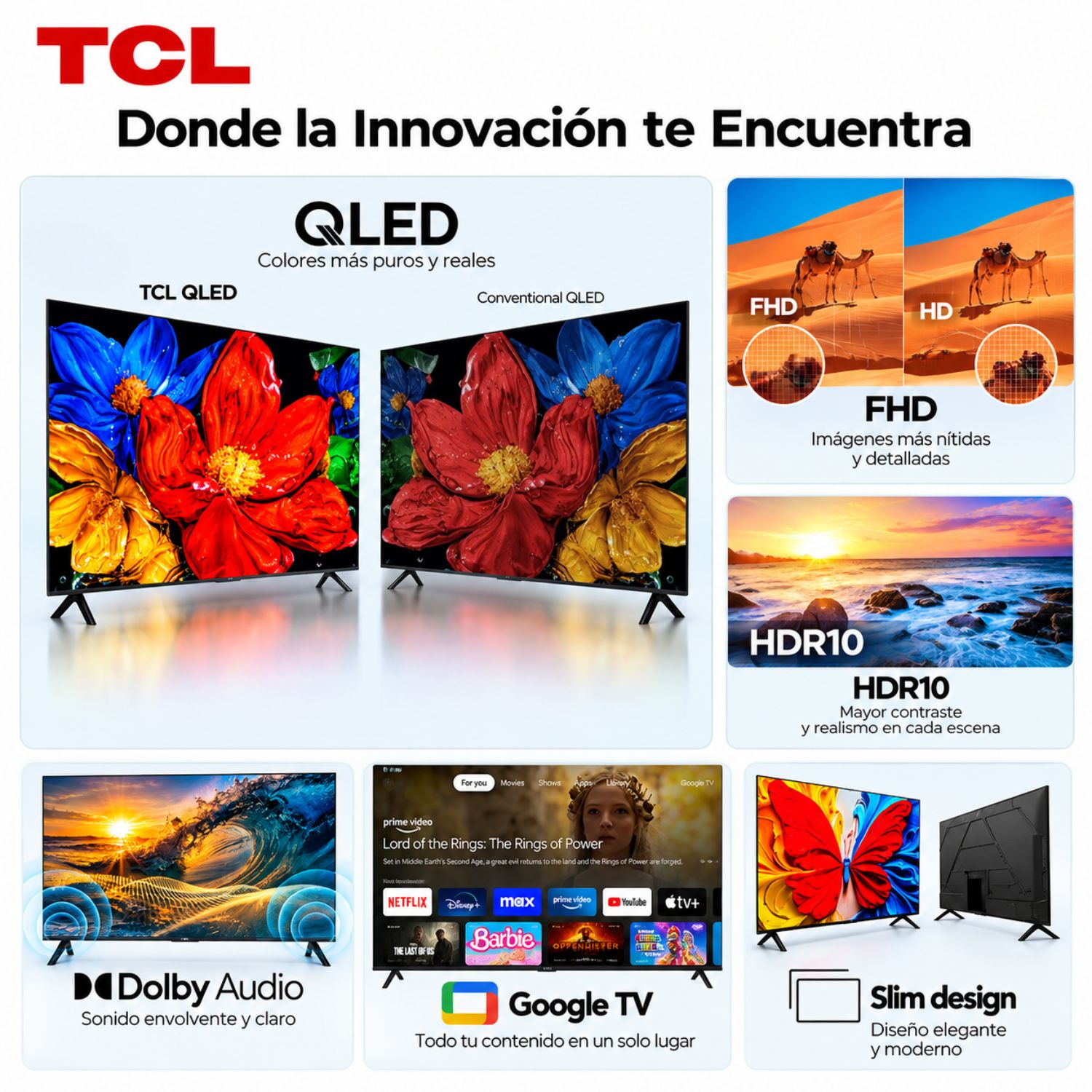 TELEVISOR TCL 43” QLED SMART TV FULL HD 43S5K CON GOOGLE TV - 5