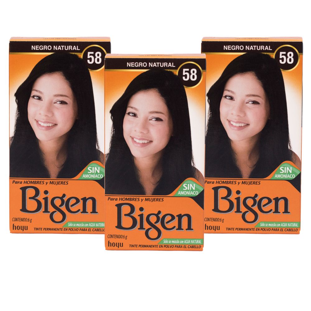 PACK DE 3 TINTES BIGEN NEGRO NATURAL #58 - 1