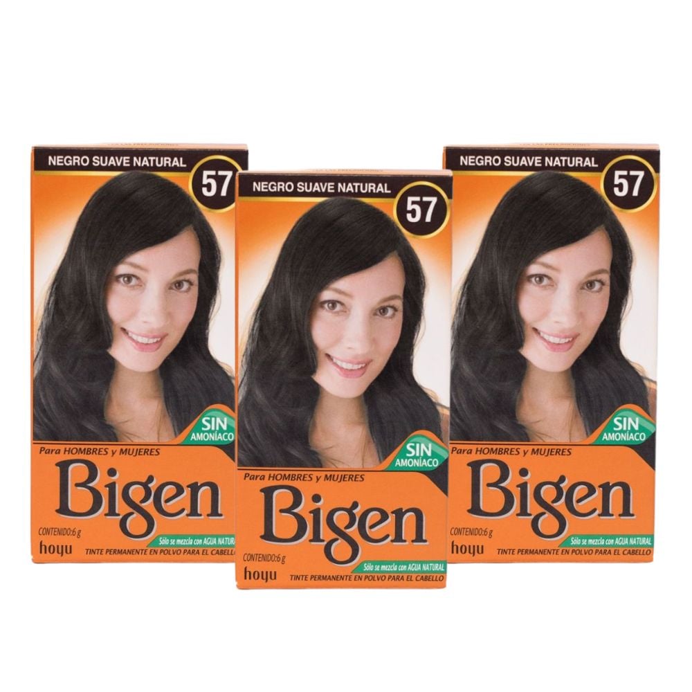 PACK DE 3 TINTES BIGEN NEGRO SUAVE NATURAL #57 - 1