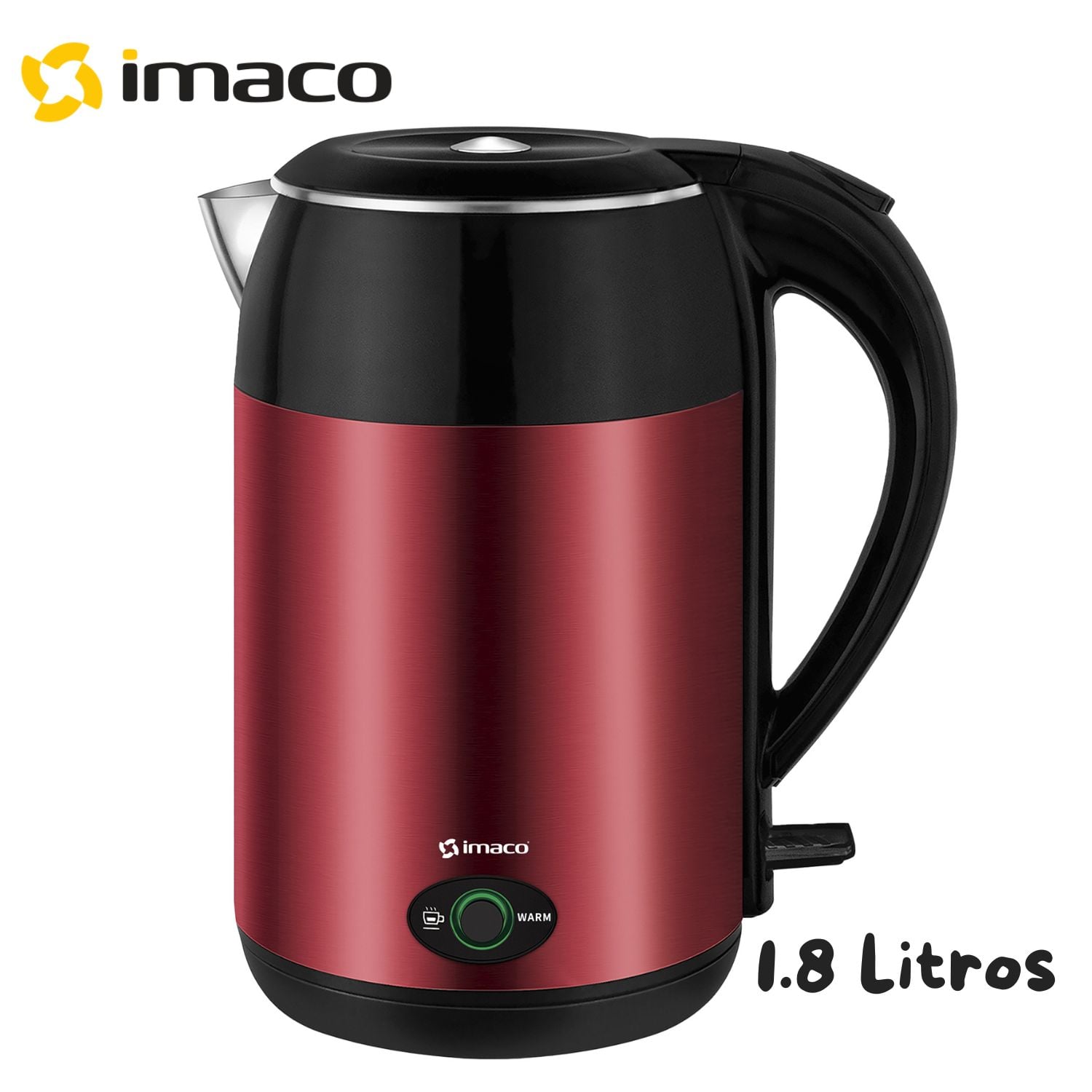 HERVIDOR ELÉCTRICO IMACO 1.8 LITROS KE1822SR ACERO INOXIDABLE ROJO - 1