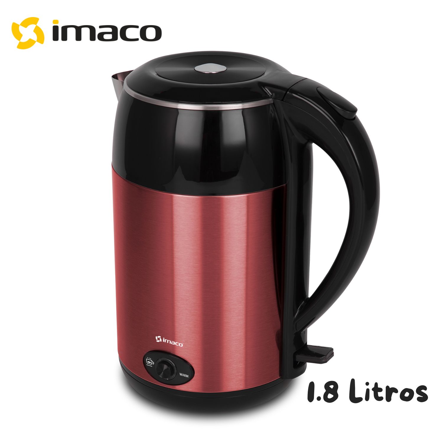 HERVIDOR ELÉCTRICO IMACO 1.8 LITROS KE1822SR ACERO INOXIDABLE ROJO - 2