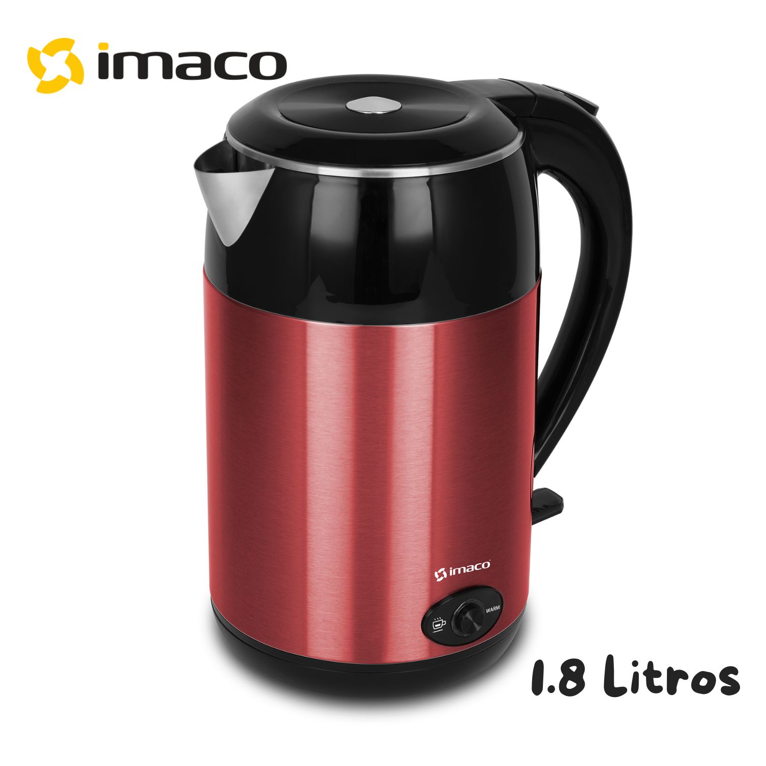 HERVIDOR ELÉCTRICO IMACO 1.8 LITROS KE1822SR ACERO INOXIDABLE ROJO - 3