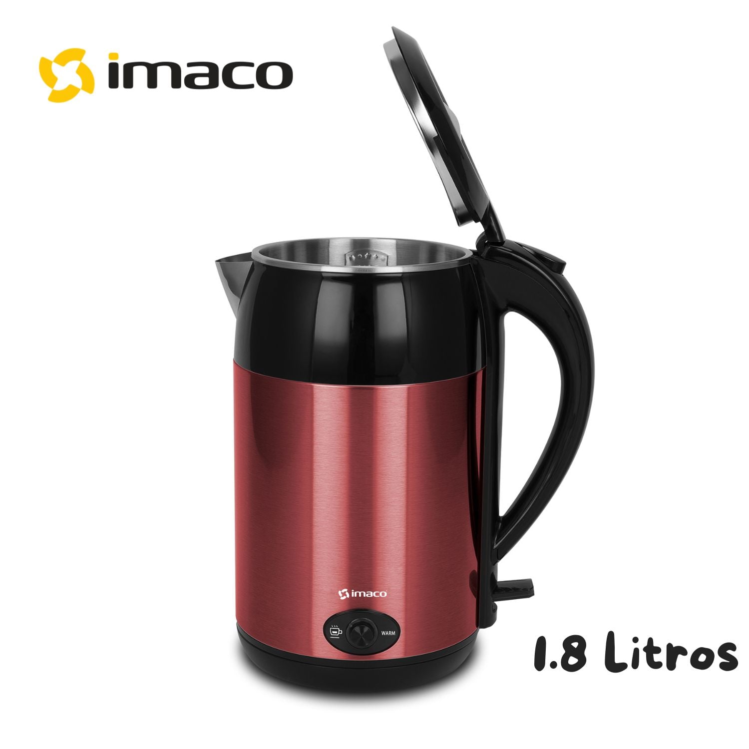 HERVIDOR ELÉCTRICO IMACO 1.8 LITROS KE1822SR ACERO INOXIDABLE ROJO - 4