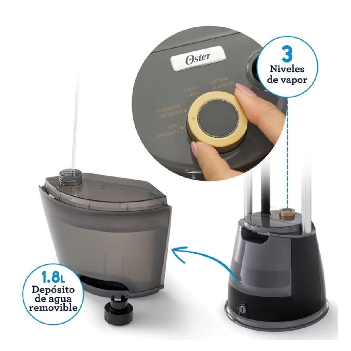 VAPORIZADOR DE PRENDAS DE PEDESTAL OSTER CON TABLA DE SOPORTE GCSTGS7050 - 4