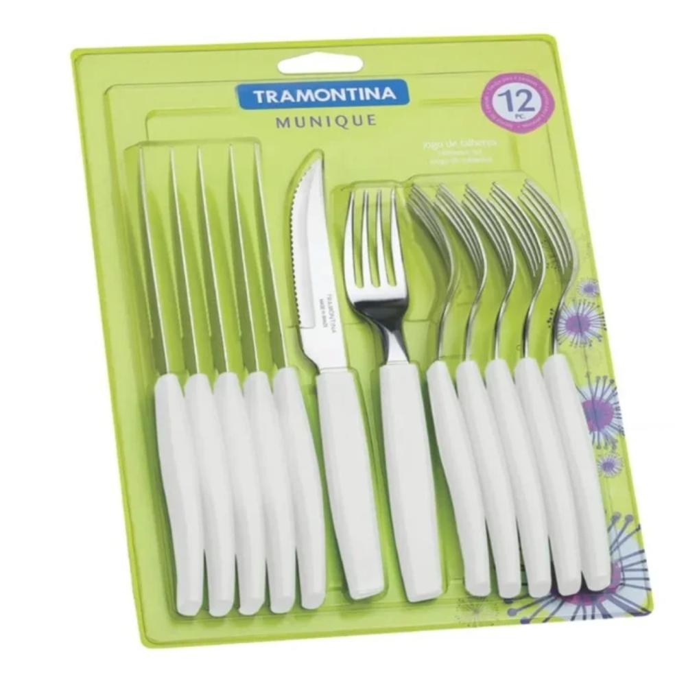 JGO DE CUBIERTOS X 12 MUNIQUE BLANCO - TRAMONTINA - 1