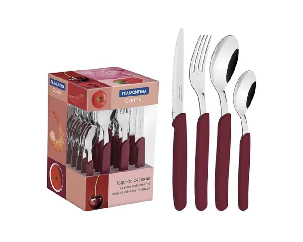 JUEGO DE CUBIERTOS TRAMONTINA X24 CARMEL GUINDA 23499/027 - 1