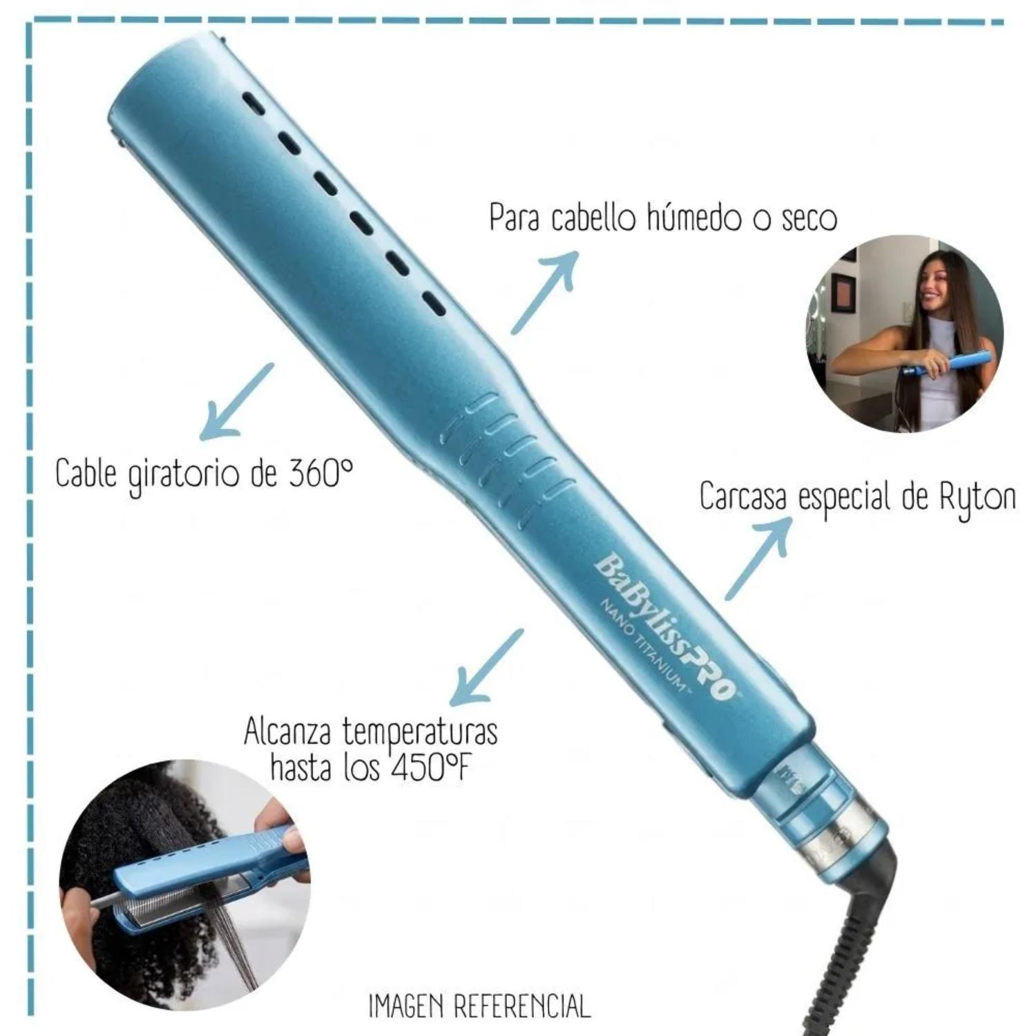 PLANCHA ALISADORA BABYLISS PRO NANO TITANIUM BNT4093TPE 38MM 1 ½ – 450°F - 2