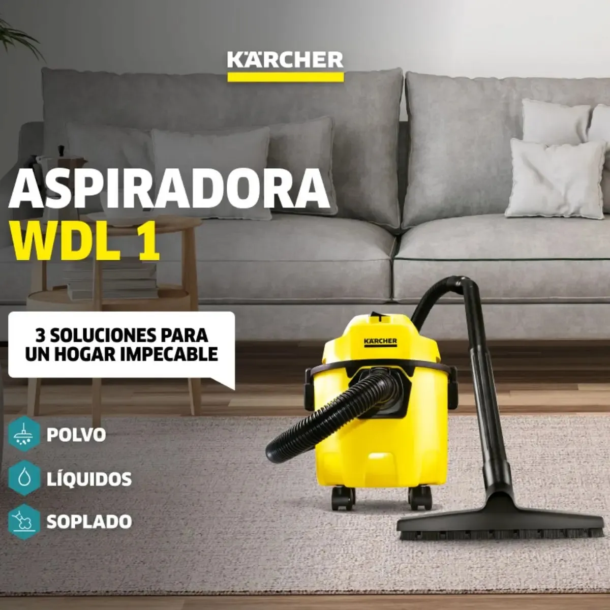 ASPIRADORA DE POLVO Y AGUA WDL1 1000W 10L KARCHER - 4