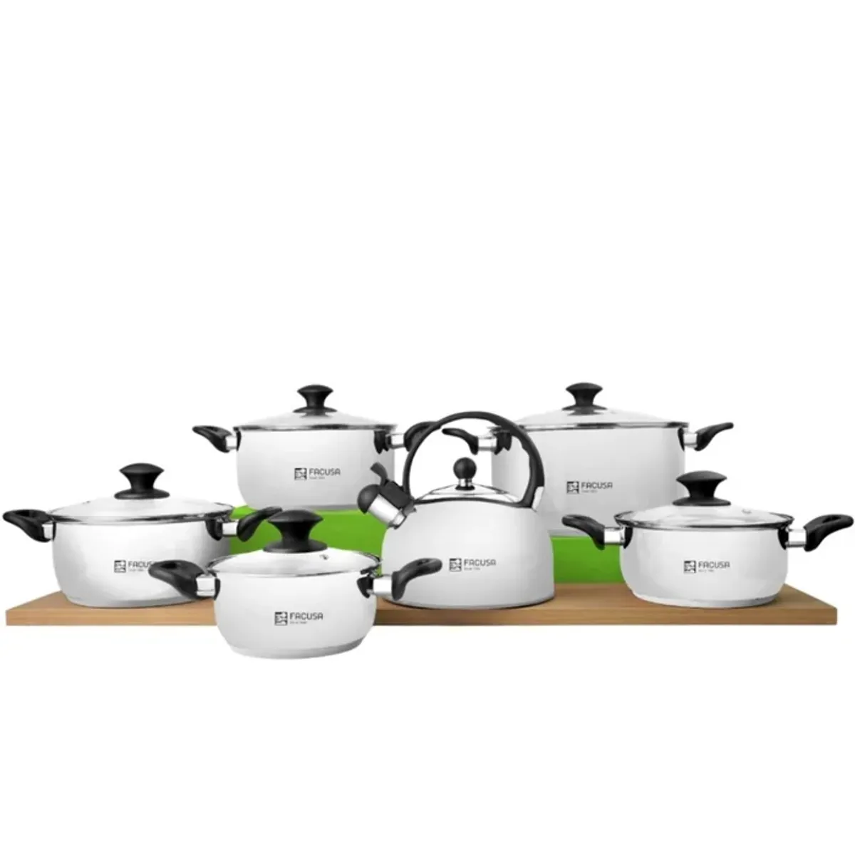 SET DE OLLAS FACUSA CLÁSICA 12PZS + TETERA 3LT - 1