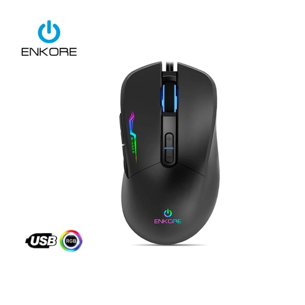 MOUSE GAMER CON LUCES LED RGB 7B 3600DPI ENKORE WINNER - 1