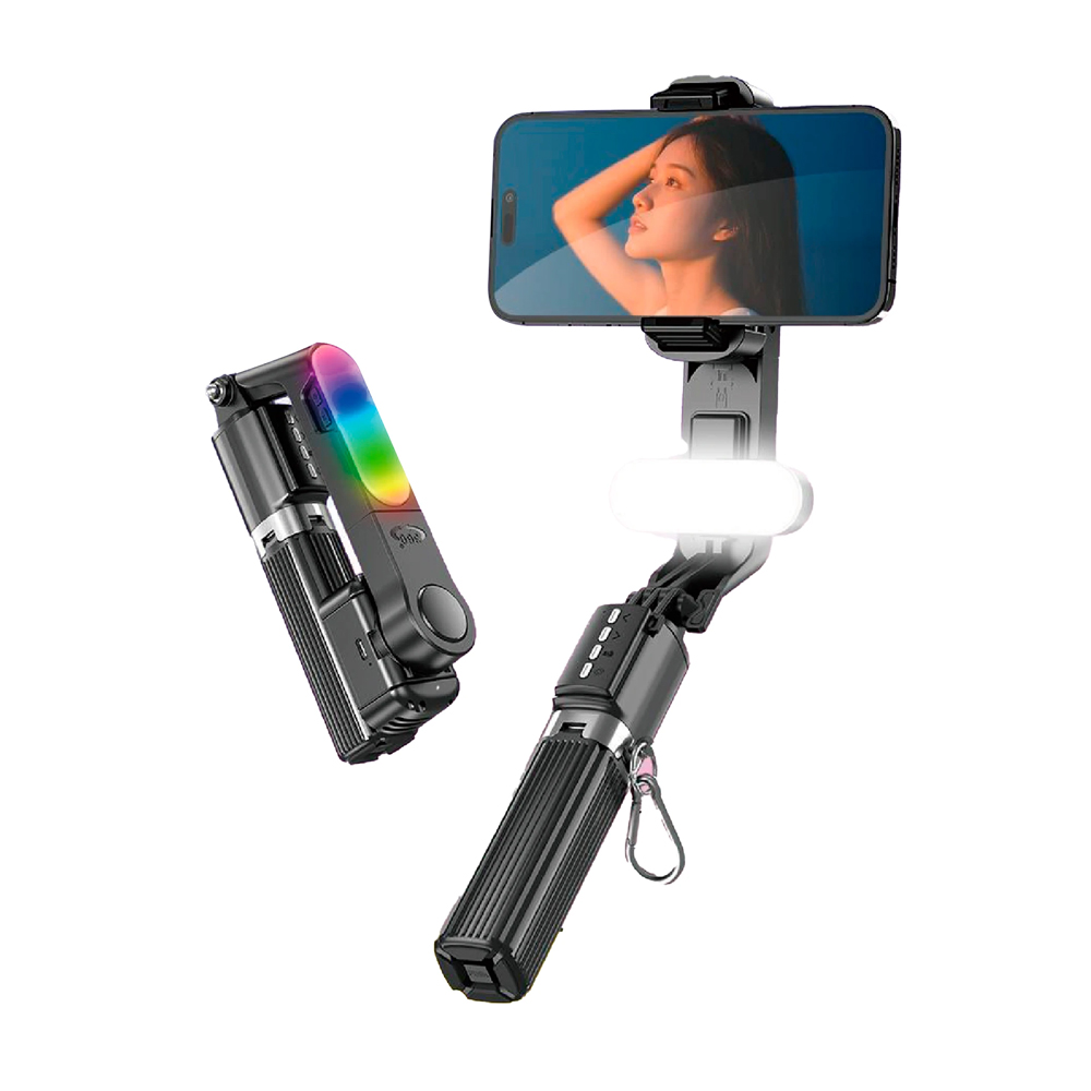SELFIE STICK ESTABILIZADOR MULTIFUNCIONAL CON CONTROL BLUETOOTH Y LUCES LED RGB 102 CM - 1