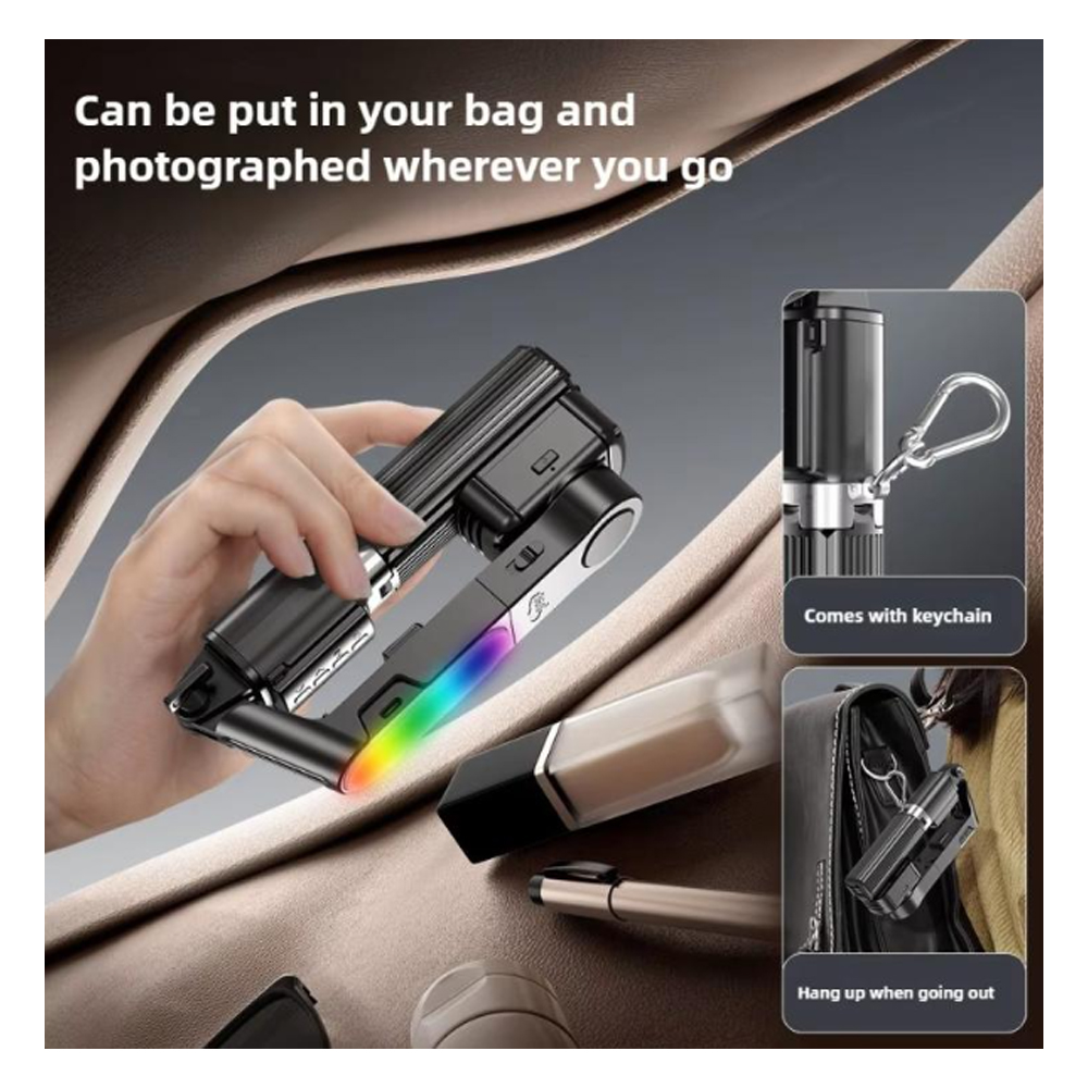 SELFIE STICK ESTABILIZADOR MULTIFUNCIONAL CON CONTROL BLUETOOTH Y LUCES LED RGB 102 CM - 3