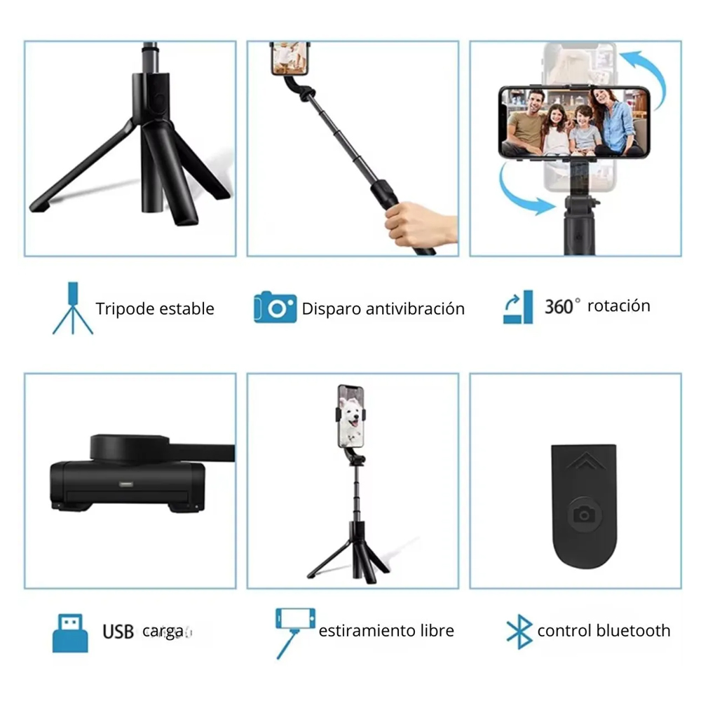 ESTABILIZADOR GIMBAL MULTIFUNCIONAL TRIPODE CON LUZ Y CONTROL BLUETOOTH 59 CM - 4