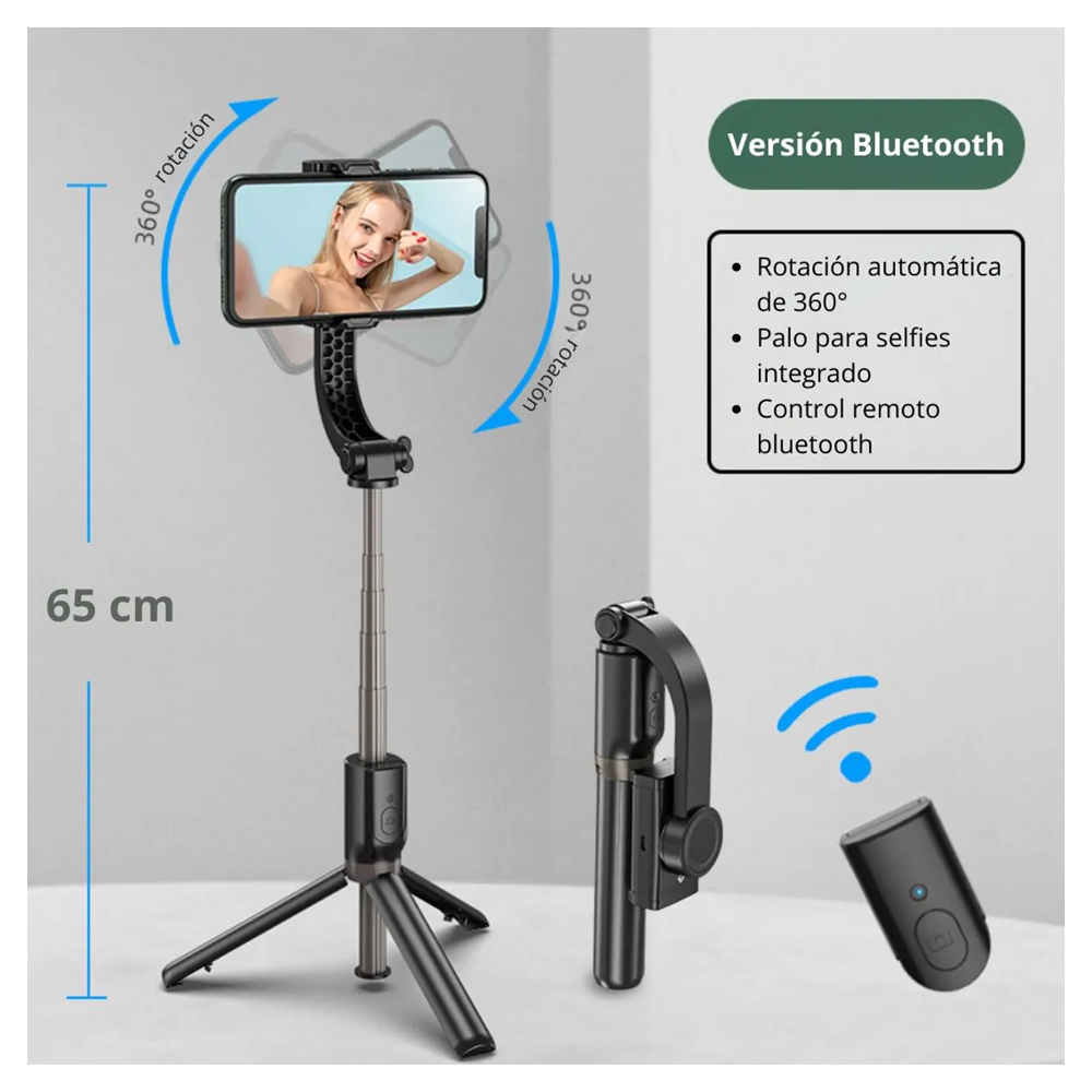 ESTABILIZADOR GIMBAL MULTIFUNCIONAL TRIPODE CON LUZ Y CONTROL BLUETOOTH 59 CM - 8