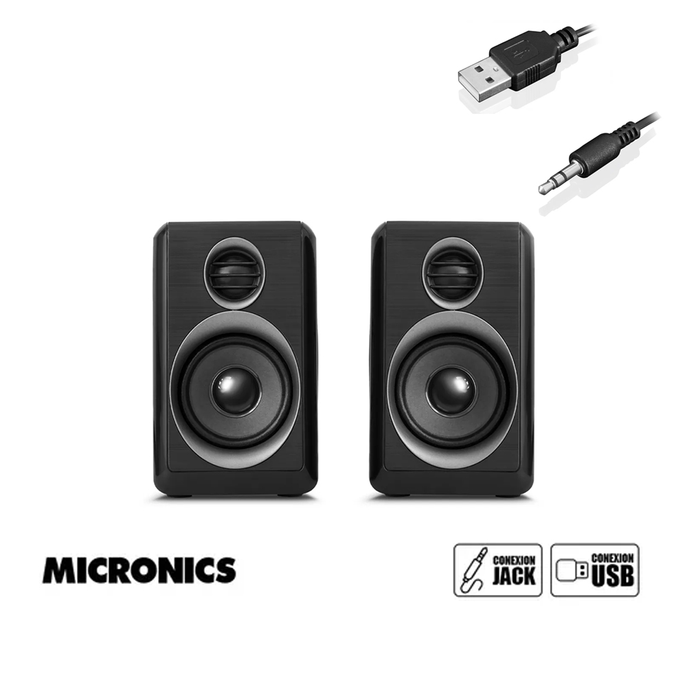 PARLANTES PARA COMPUTADORA LAPTOP CELULAR USB PLUG AUXILIAR 3.5 MM MICRONICS IRON S314B - 3