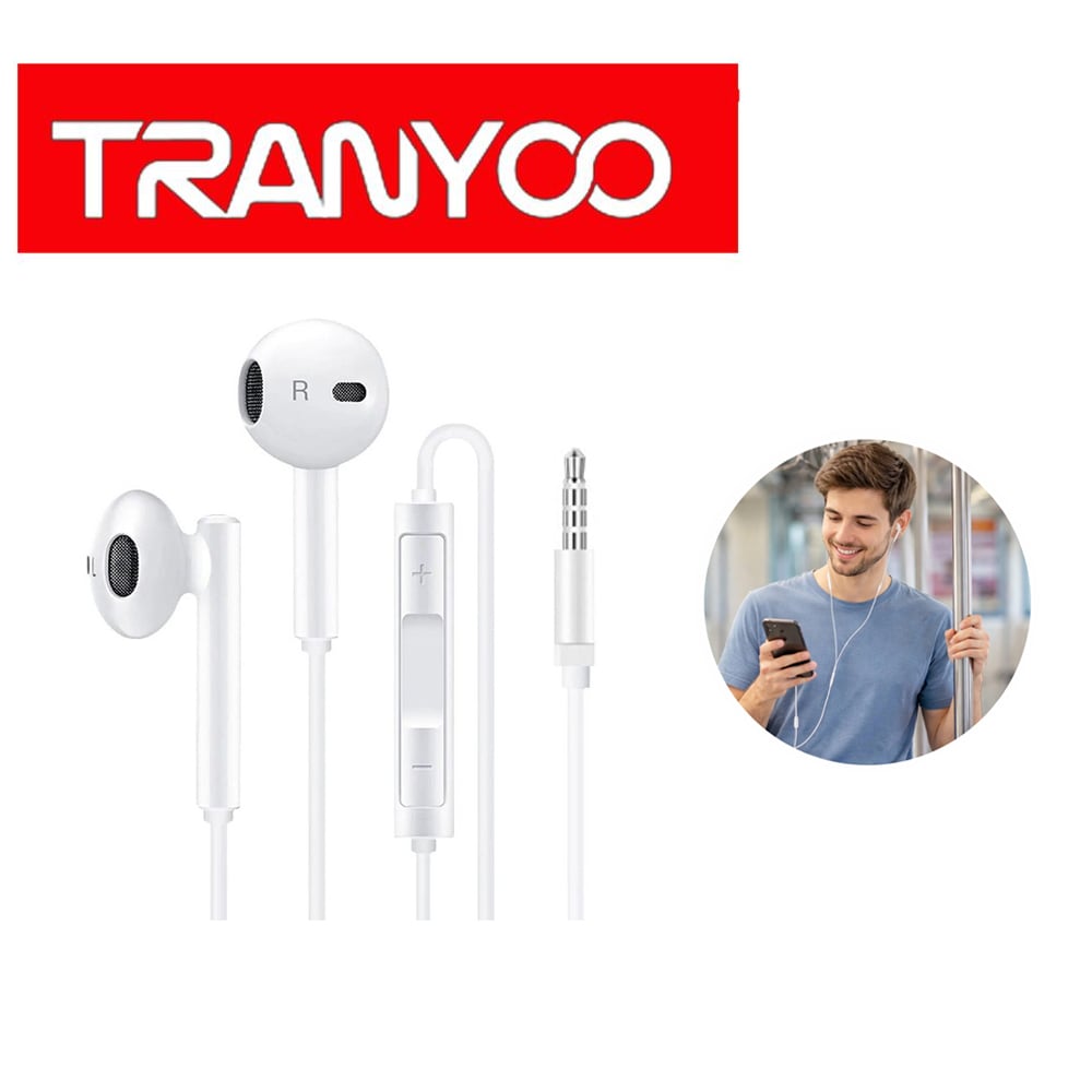 AUDÍFONOS CABLEADOS AUX 3.5MM PARA CELULAR, LAPTOP O PC TRANYOO BLANCO - 4
