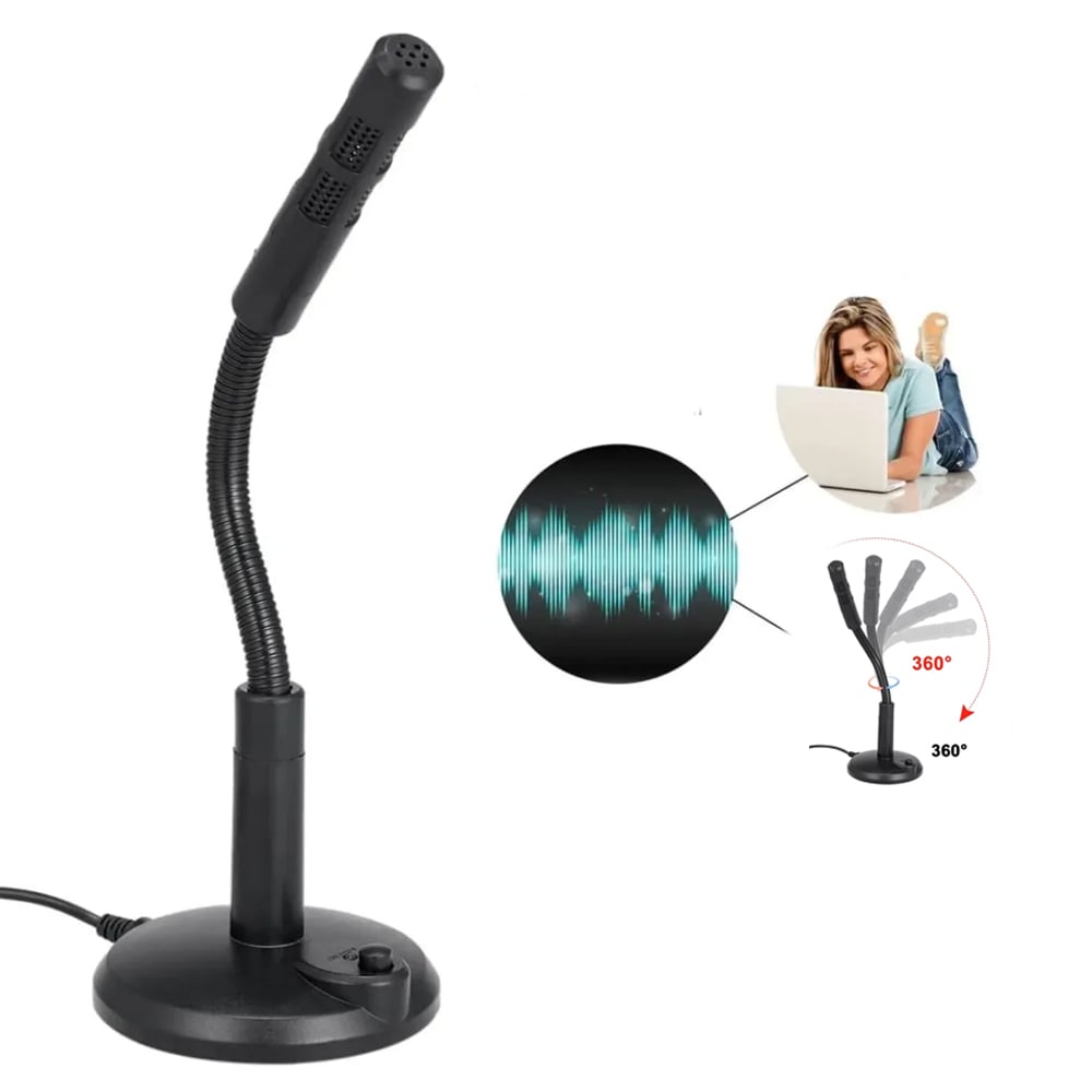MICRÓFONO FLEXIBLE PARA COMPUTADORA O LAPTOP CON BASE Y MUTE - 1
