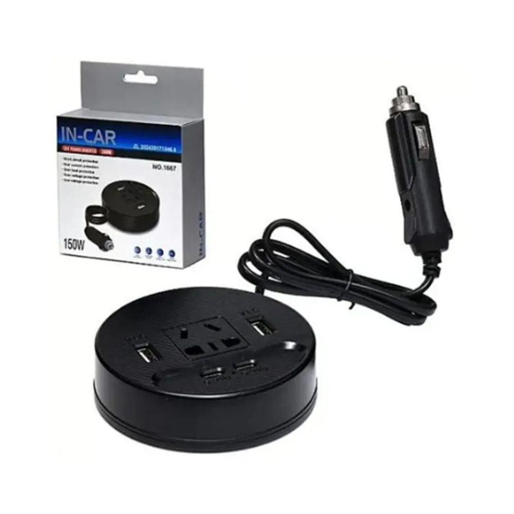 INVERSOR DE CORRIENTE PARA AUTO 150W 12V24V A 220V + USB Y USB-C CARGA RÁPIDA - 10