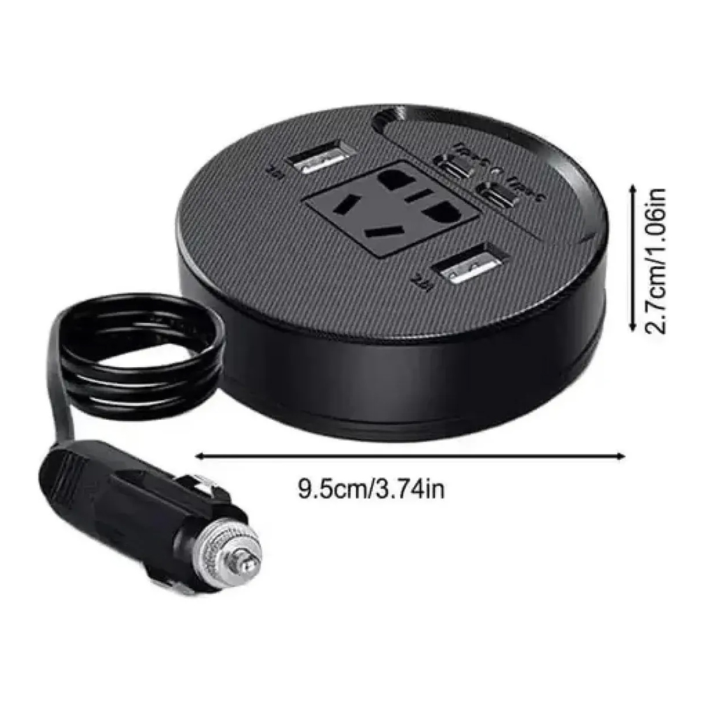 INVERSOR DE CORRIENTE PARA AUTO 150W 12V24V A 220V + USB Y USB-C CARGA RÁPIDA - 5