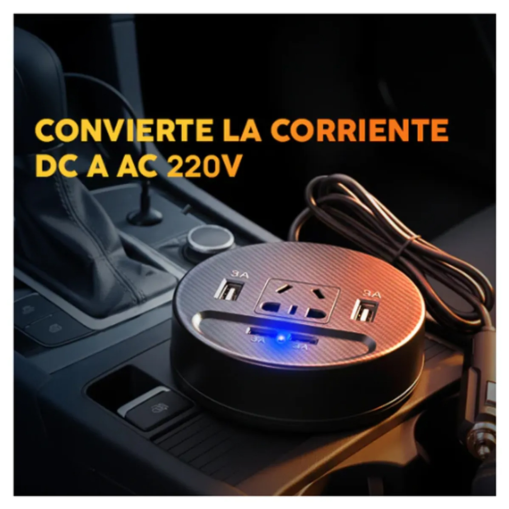 INVERSOR DE CORRIENTE PARA AUTO 150W 12V24V A 220V + USB Y USB-C CARGA RÁPIDA - 8