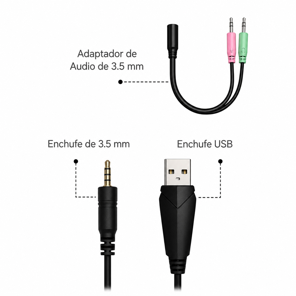 AUDÍFONOS GAMER ESPORTS CON MICRÓFONO INCORPORADO Y LED SONIDO ENVOLVENTE ESTÉREO HIFI USB - 7