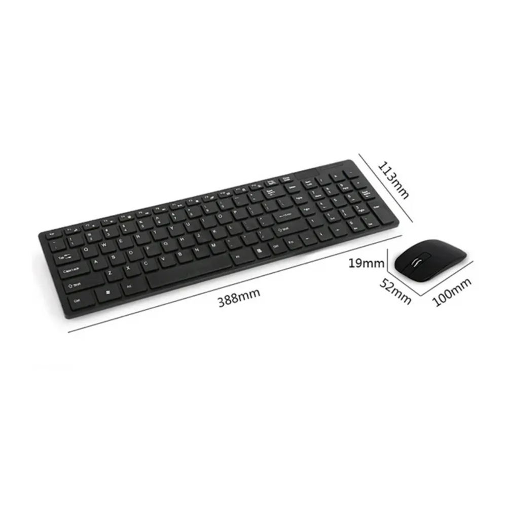 TECLADO Y MOUSE INALÁMBRICO USB PARA PC LAPTOP COMPUTADORA NEGRO CONEXIÓN 2.4GHZ - 3