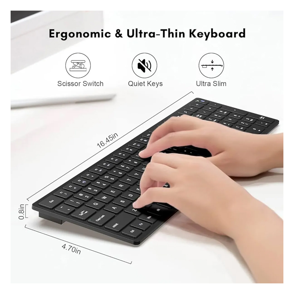 TECLADO Y MOUSE INALÁMBRICO USB PARA PC LAPTOP COMPUTADORA NEGRO CONEXIÓN 2.4GHZ - 6
