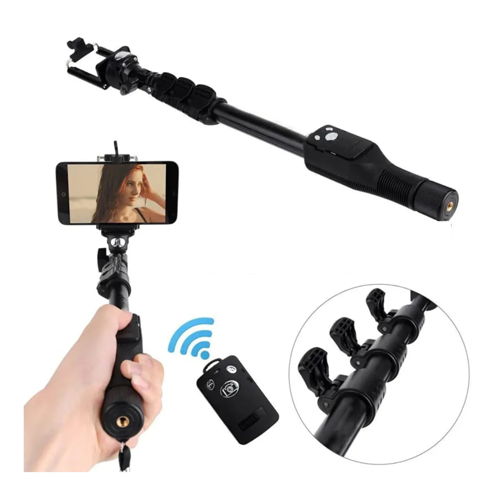 BRAZO SELFIE STICK 1 METRO PARA CELULAR CON CONTROL REMOTO BLUETOOTH IOS ANDROID - 1