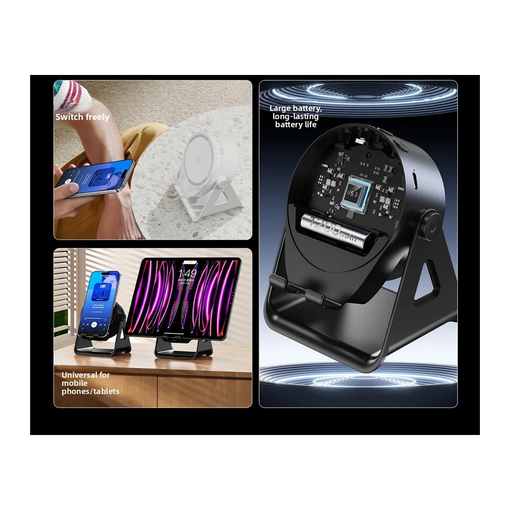 SOPORTE DE CELULAR CON INDUCCIÓN DE AUDIO POTENCIA SONIDO BLUETOOTH 5.3 - 6