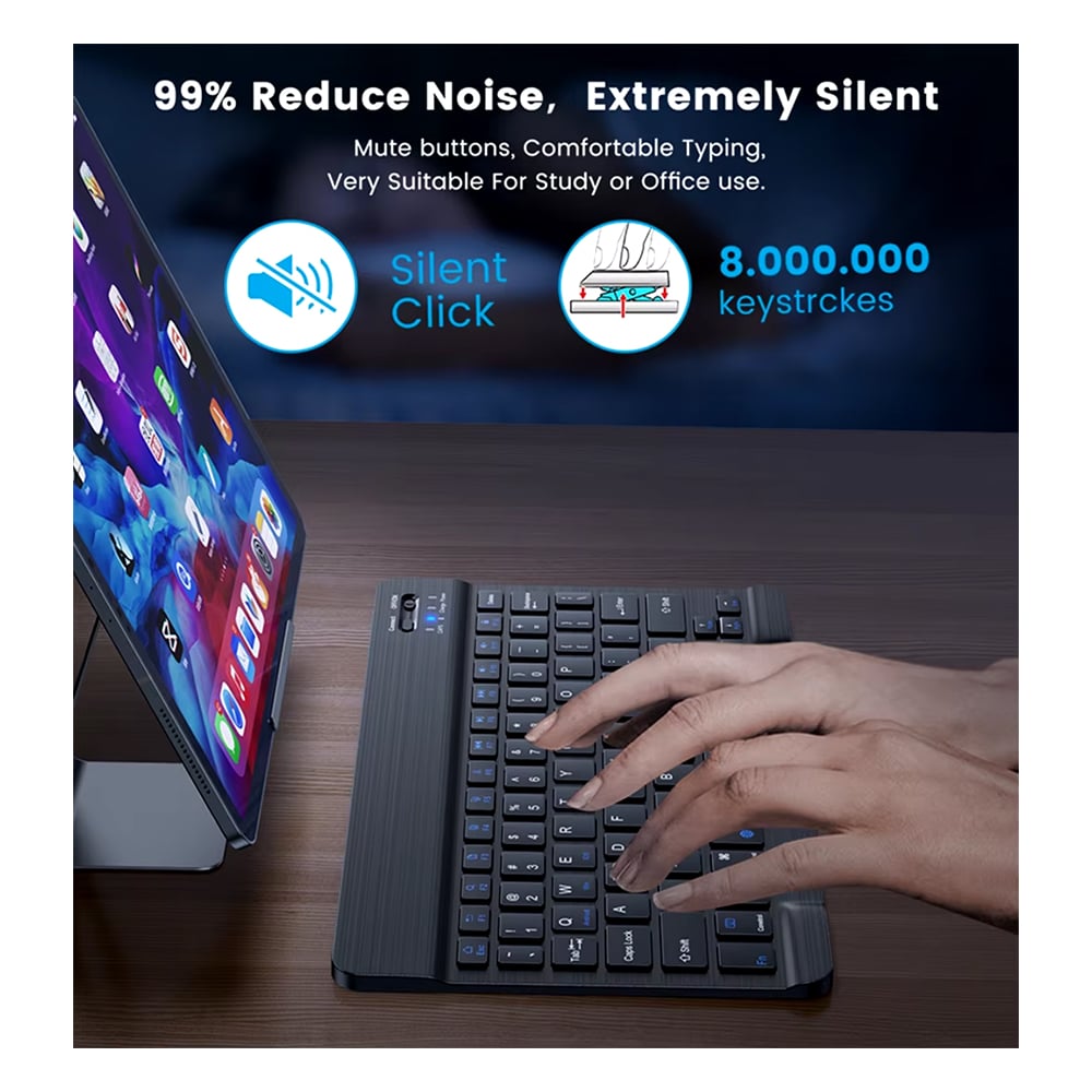 KIT TECLADO Y MOUSE INALAMBRICO BLUETOOTH 2.4G RECARGABLE NEGRO IOS WINDOWS IPAD - 4