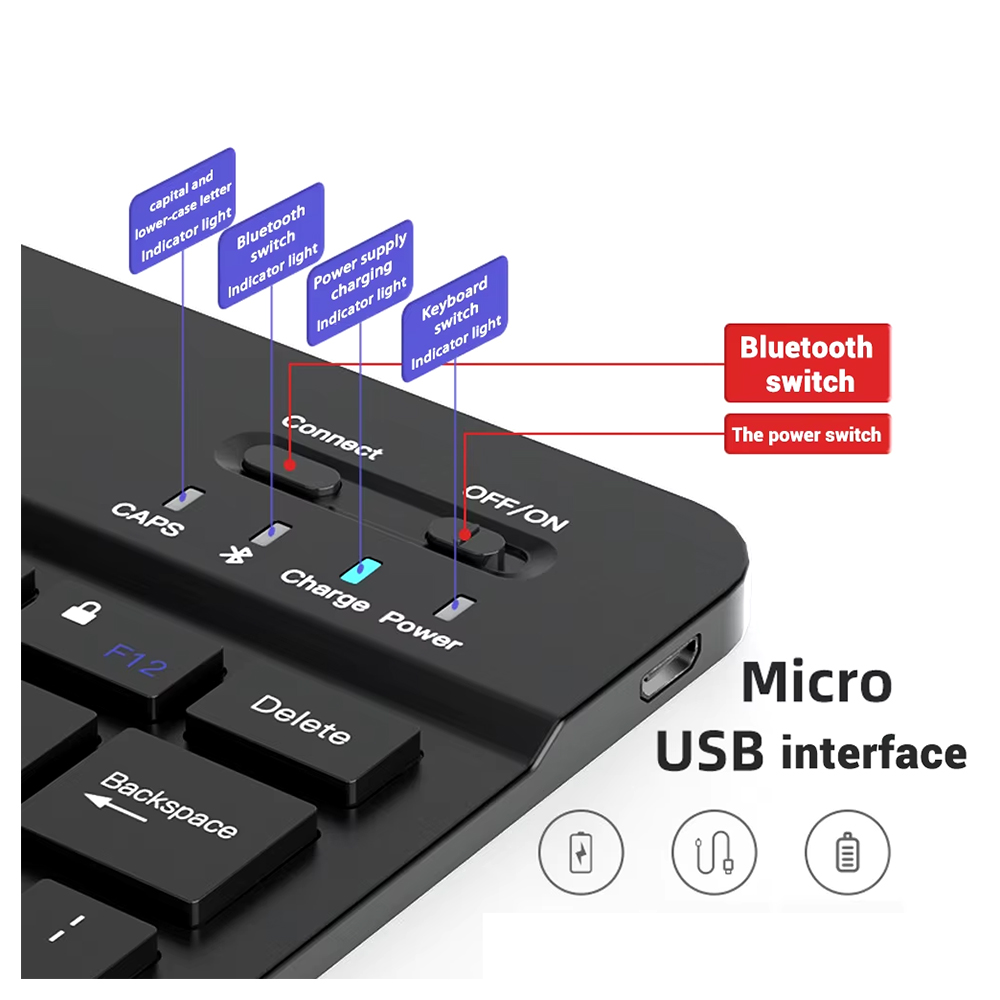 KIT TECLADO Y MOUSE INALAMBRICO BLUETOOTH 2.4G RECARGABLE NEGRO IOS WINDOWS IPAD - 8