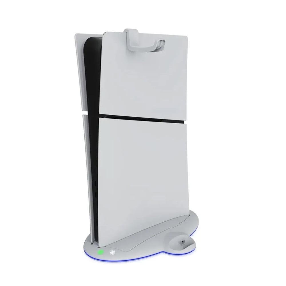 BASE DE CARGA DOBLE SOPORTE DE CONSOLA Y COOLER PARA PLAYSTATION 5 PS4 SLIM CON LUCES - 3