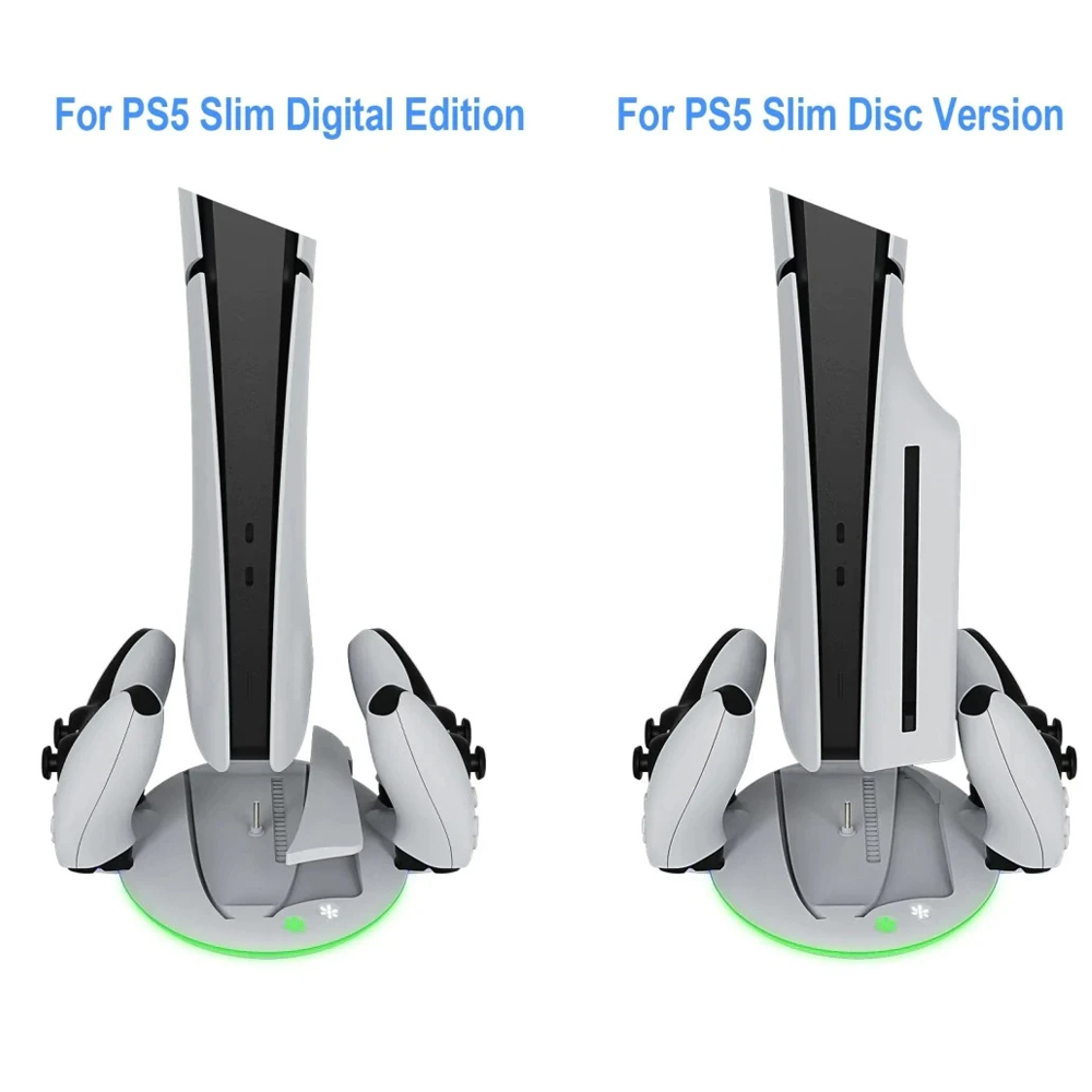 BASE DE CARGA DOBLE SOPORTE DE CONSOLA Y COOLER PARA PLAYSTATION 5 PS4 SLIM CON LUCES - 8