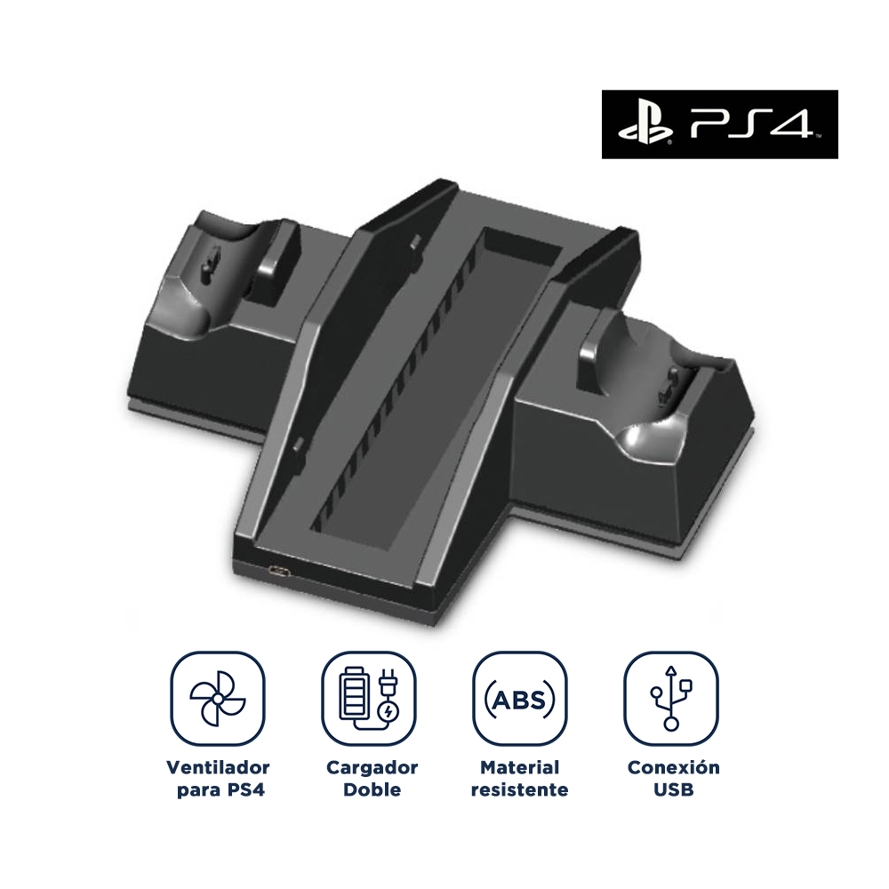 BASE DE CARGA SOPORTE DE CONSOLA Y VENTILADOR PARA PLAY STATION 4 PS4 - 1