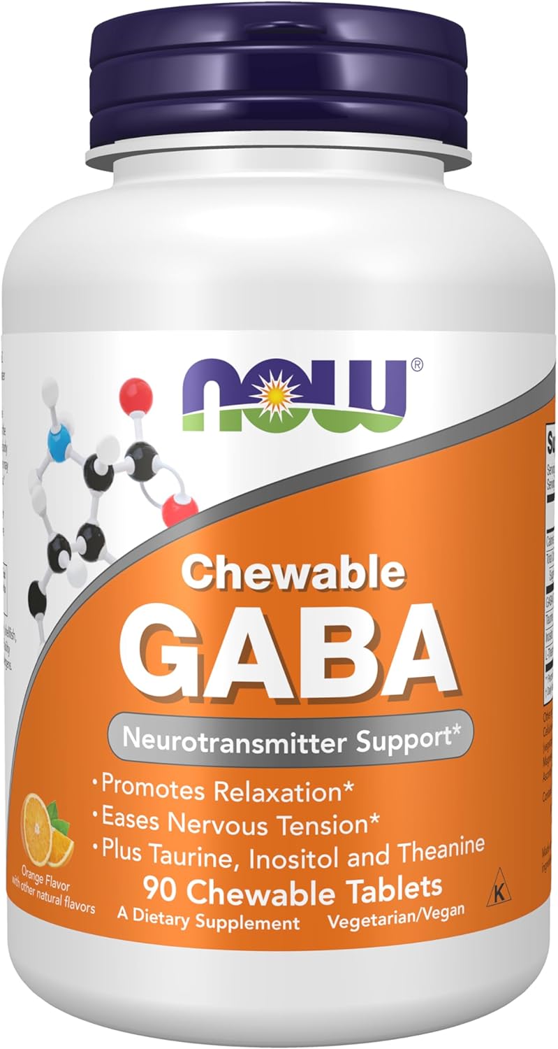 NOW GABA ACIDO GAMMA AMINOBUTIRICO MASTICABLES SABOR NARANJA 90 UNIDADES - 3