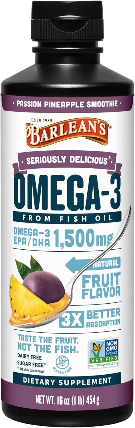 BARLEAN'S SUPLEMENTO LÍQUIDO DE ACEITE DE PESCADO OMEGA 3 PARA HOMBRES Y MUJERES, 1500 MG DE ÁCIDOS GRASOS EPA Y DHA, PROMUEVE LA - 2