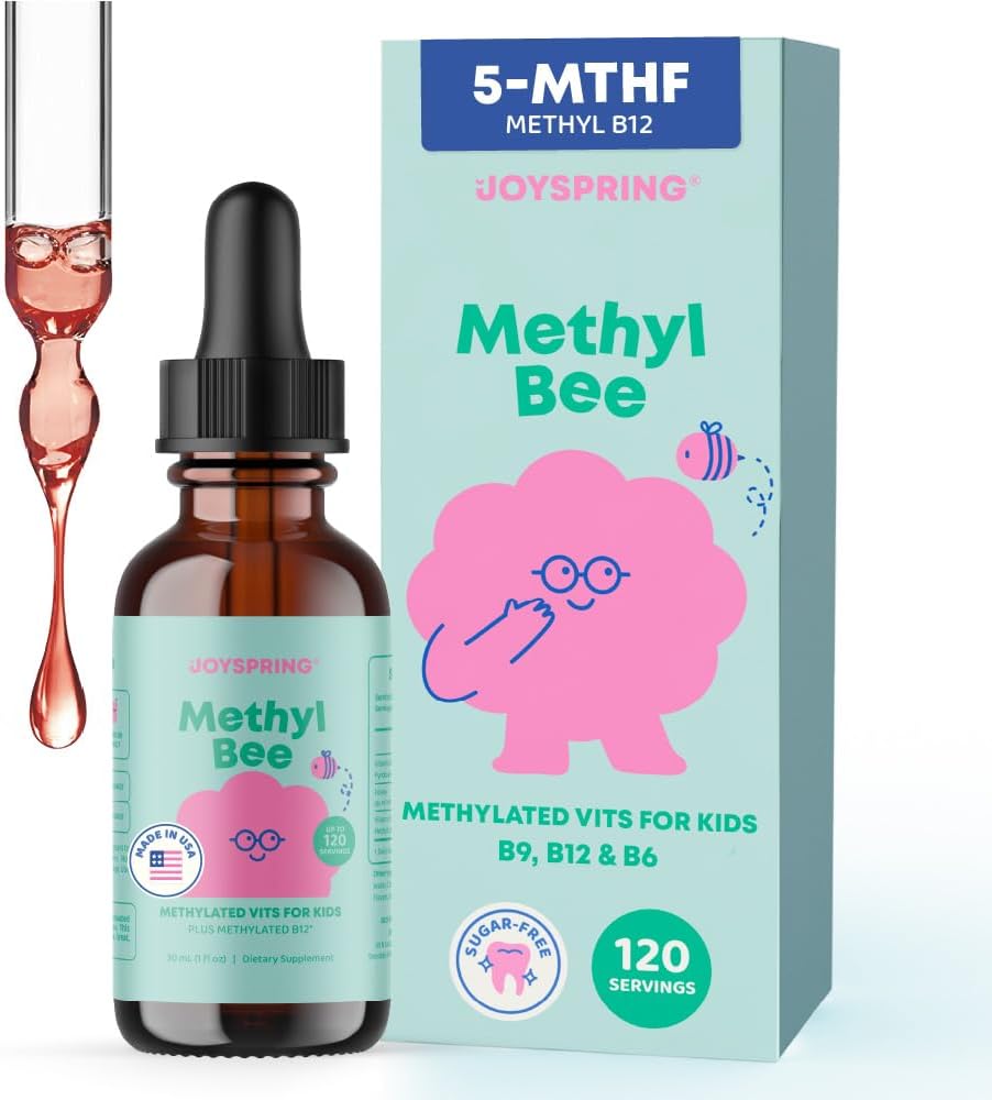 JOYSPRING METILFOLATO PARA NIÑOS | 5-MTHF PLUS METIL B12 CON B6 (P5P) - METHYLBEE - SUPLEMENTO MTHFR VITAMINA B12 PARA NIÑOS | AL - 1