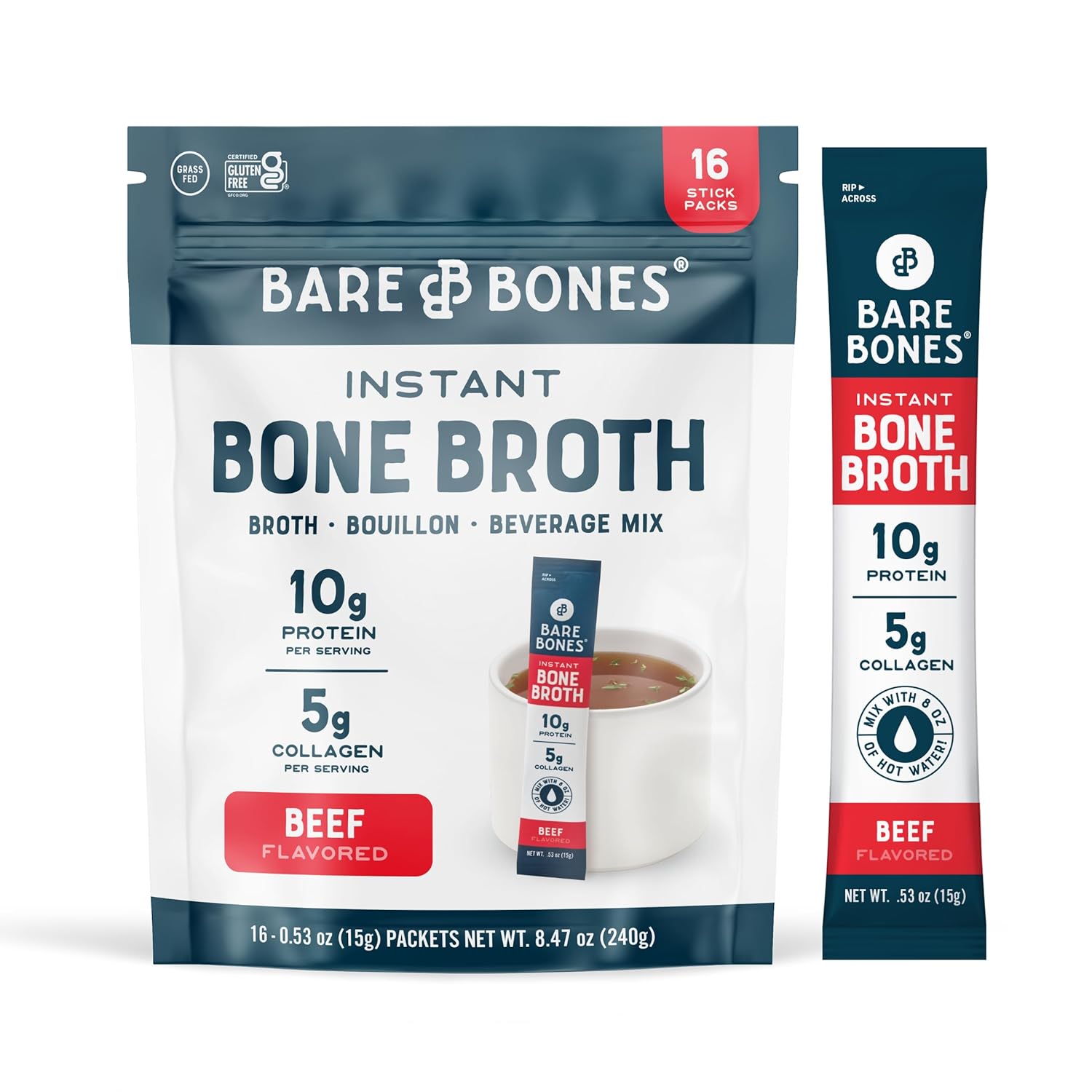 BARE BONES INSTANT BONE BROTH BEEF – 16 STICK PACKS - 2