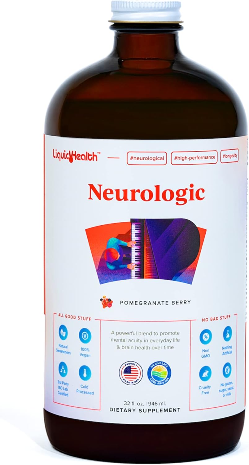 LIQUIDHEALTH SUPLEMENTO DE ENFOQUE NEUROLÓGICO, SUPLEMENTO NOOTRÓPICO PARA FUNCIÓN COGNITIVA, MEMORIA Y ENFOQUE CON GINKGO BILOBA - 1